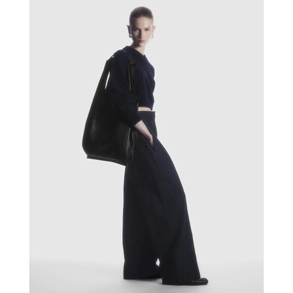 COS Black Cotton Canvas High Rise Wide Leg Cargo Pants, Size 2 - Picture 2 of 15